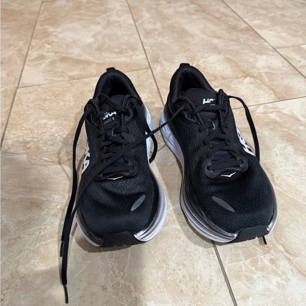 Hoka Black and White Men's Athletic Running Shoes